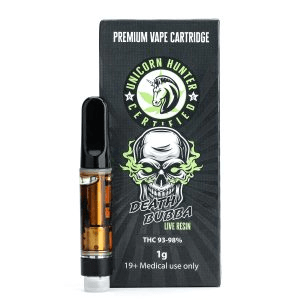 Death Bubba THC Live Resin Vape Cartridge or Pen by Unicorn Hunter